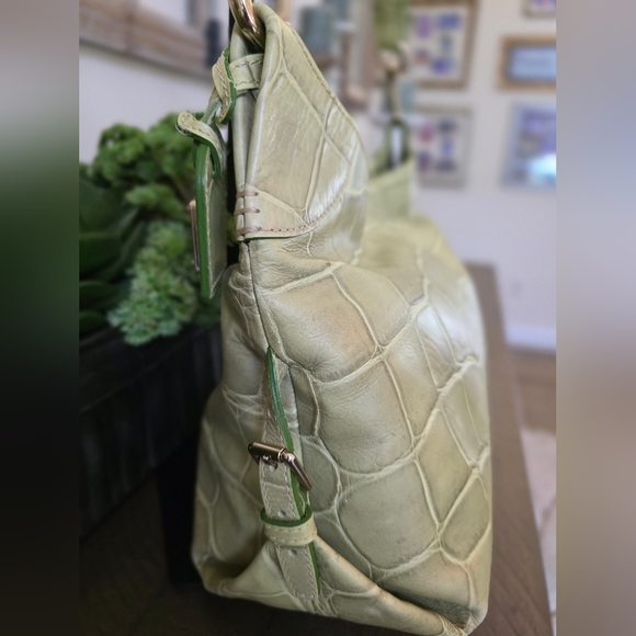 Dooney And Bourke Croc Embossed Leather Hobo Bag In Pistachio - Picture 10 of 14